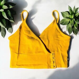 Mossimo Sports Bra VTG 90s Y2K Tube Tank Top yellow cotton Stretch size M VTG